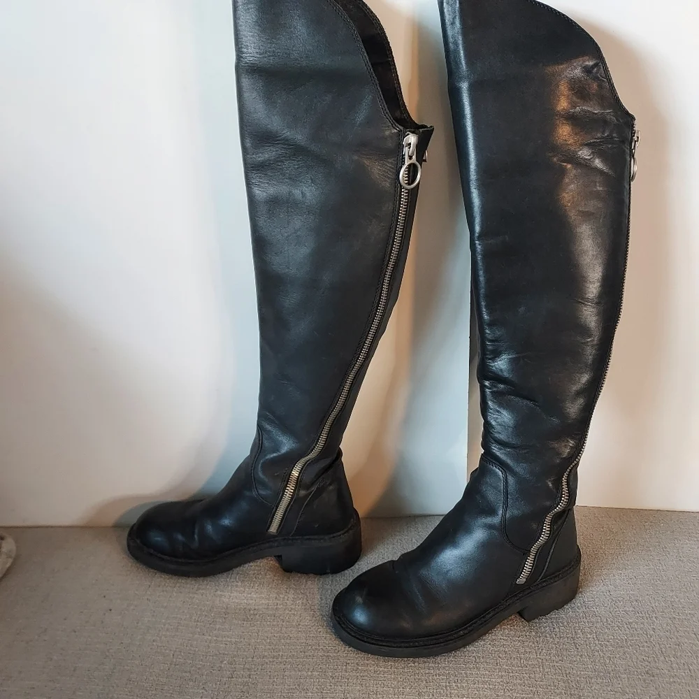 ASH Seven Leather Over The knee Zippered Boots-size 6